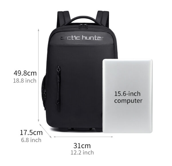 ARCTIC HUNTER τσάντα ταξιδίου LG1500165 με θήκη laptop 15.6", τροχήλατη, 27L, μαύρη - Image 8