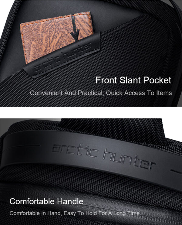 ARCTIC HUNTER τσάντα Crossbody XB00693, 2.7L, μαύρη - Image 8